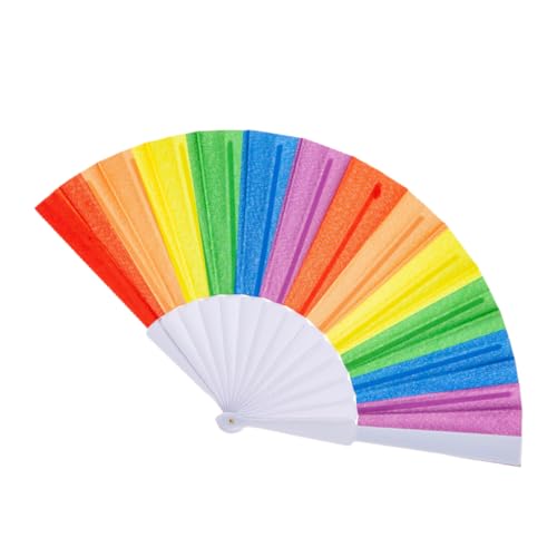 Reccisokz Rec Mehrfarbiger Handfächer,Hand Fan,Regenbogenfarben,Faltbare Fächer Handfächer,Moderner und Lustiger Fächer Regenbogenfarben Faltfächer von Reccisokz