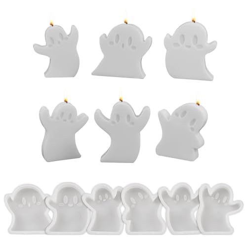 3D Halloween Kürbis Silikonformen, Lustige Grimasse Kürbis Gießformen, Kürbisse Epoxy Silikonformen für Kerzen, Schokolade, Kuchen Deko für Herbst, Halloween,Thanksgiving (Geistergruppe) von Recitem