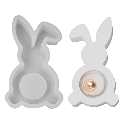 Ostern Kaninchen Silikonformen Gießformen Kerzenhalter, Silikonform Ostern, Silikonformen Gießformen Kerzenhalter, Osterhase Silikon Gießform für DIY Handwerk, Ostern Deko (1 Stück B) von Recitem