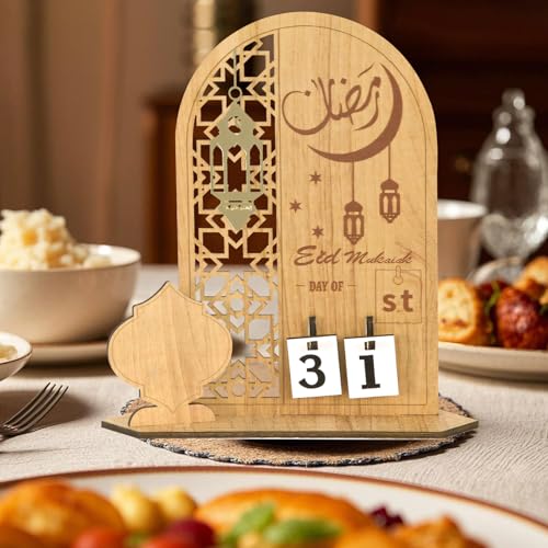 Ramadan Deko – Ramadan Kalender Aus Holz | Ramadankalender Kinder | Eid Mubarak Adventskalender, DIY Ramadan Dekoration 30 Tage Countdown - Kalender für Zuhause (Stil 1) von Recitem