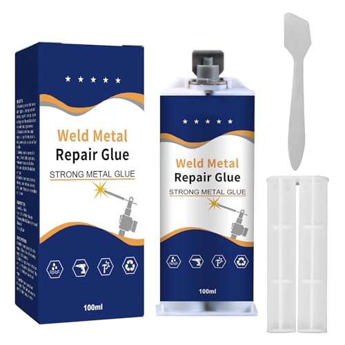 Recitem Metallkleber Extra Stark 100ml, Flüssigmetall Kleber, Metallkleber Hitzebeständig, 2K Kleber Kommt Mit Schaber, Wasserdicht und Hitzebeständig Sekundenkleber für Metall Holz Keramik usw von Recitem