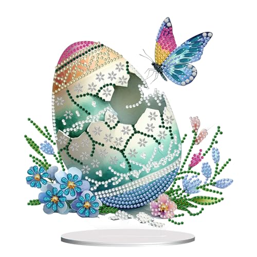 Recitem Ostern Diamond Painting 5D Kits, DIY Diamant Painting Set Tischdeko Osterhase mit LED Beleuchtung, Diamant Painting Ostern Deko Nachtlicht, DIY Diamant Malerei Osterdeko Hase Geschenk (B) von Recitem