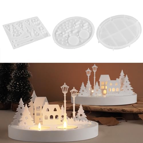 Recitem Silikonformen Gießformen Häuser, 3D Silikonform Weihnachten Silikonform Haus Mini Silikonform Häuser Silikonformen Weihnachten Häuser Giessformen Silikon Gießform (Hausstraße) von Recitem