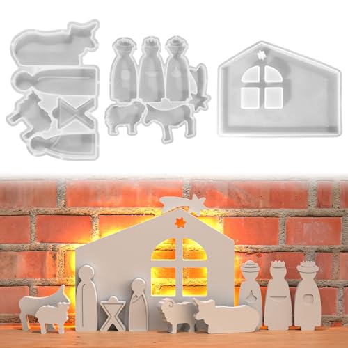 Recitem Silikonformen Gießformen Häuser, 3D Silikonform Weihnachten Silikonform Haus Mini Silikonform Häuser Silikonformen Weihnachten Häuser Giessformen Silikon Gießform (Ostergebet) von Recitem