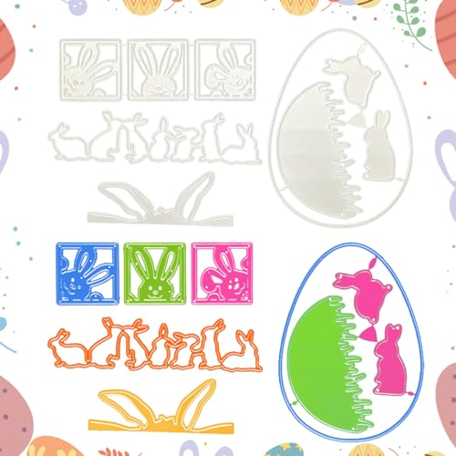 Stanzschablonen Ostern Set, Stanzschablone Hasen, Prägeschablonen, Schablonen Ostern Stanzformen Hasen für Papiergestaltung, Kartengestaltung, DIY Geschenkboxen Handwerk Geschenk (1 Stück) von Recitem