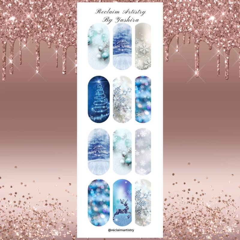 Blaue Detaillierte Weihnachts Nagel Decals | Nailart Nagelzubehör von ReclaimArtistryShop