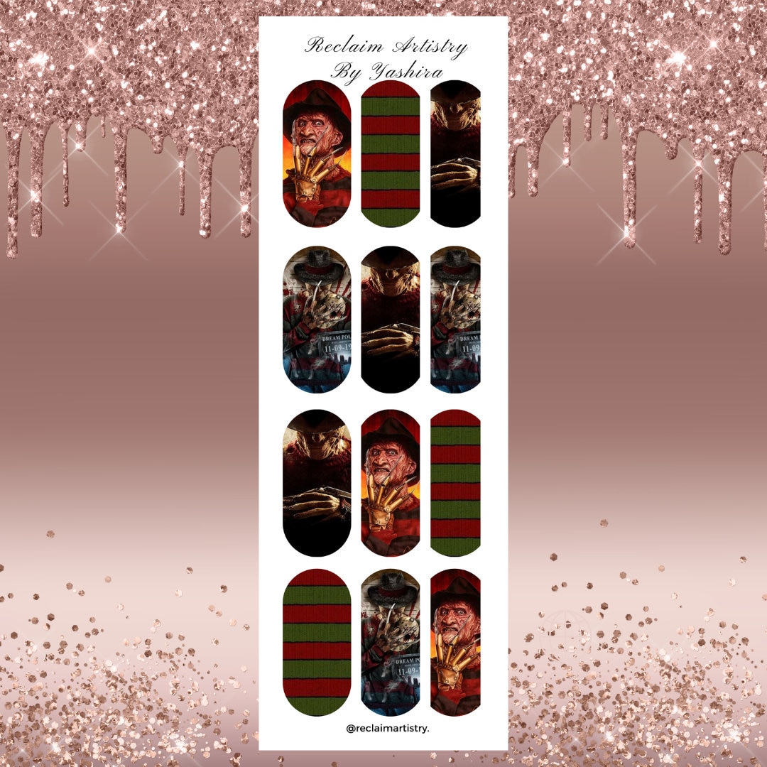 Freddy Krueger Nagel Aufkleber | Nailart von ReclaimArtistryShop