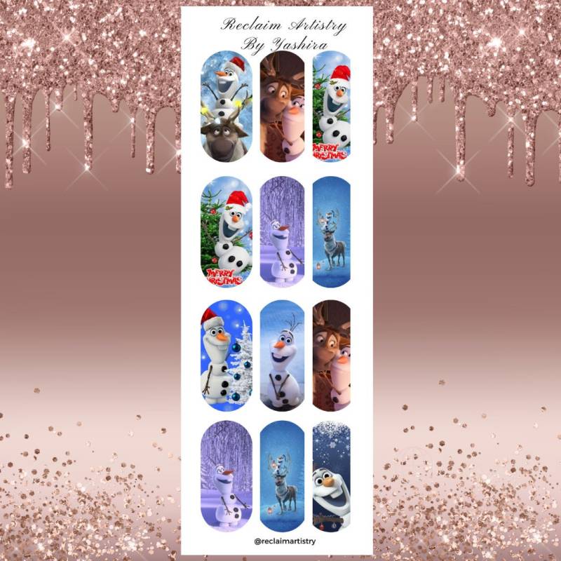 Weihnachts Olaf Nagel Aufkleber |Detaillierte Nailart | Nagelsticker Versorgung von ReclaimArtistryShop