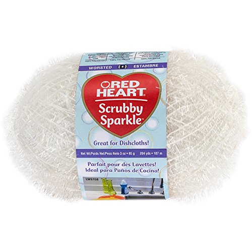 RED HEART Scrubby Sparkle E851.8001 Garn, Marshmallow von Red Heart