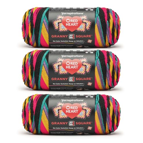 Red Heart All in One Granny Square Rad Party 3 Pack mit 250 g Garn von Red Heart