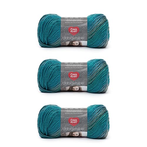 Red Heart Boutique Unforgettable Tidal Garn – 3 Packungen mit 100 g – Acryl – 4 Medium (Kammgarn) – 270 Meter – Stricken, Häkeln und Basteln von Red Heart