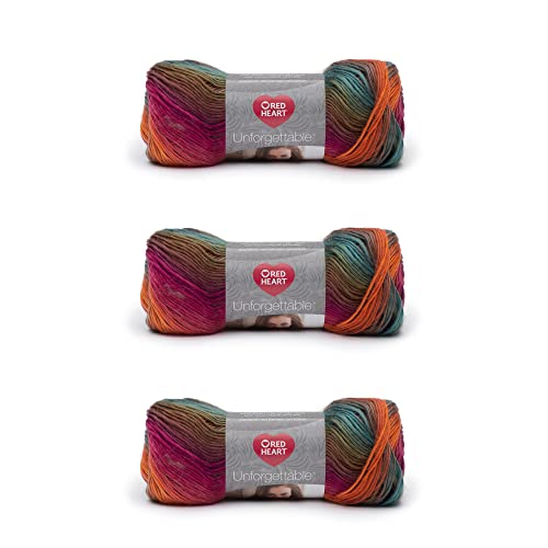 Red Heart Boutique Unforgettable Sunrise Garn – 3 Packungen mit 100 g – Acryl – 4 Medium (Kamm) – 270 Meter – Stricken/Häkeln von Red Heart