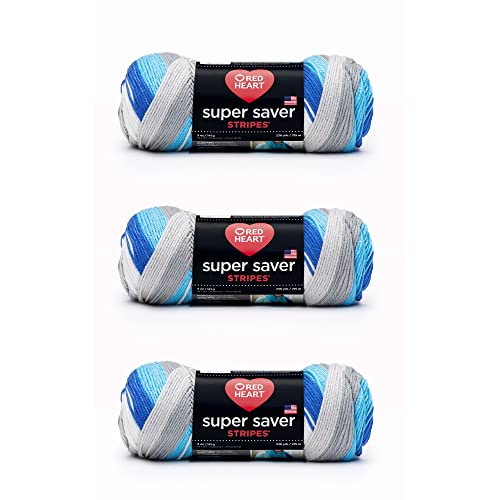 Red Heart E300B.4147P03 Super Saver Garn, Acryl, Calm Stripe, 3 Pack, 3 Count von Red Heart