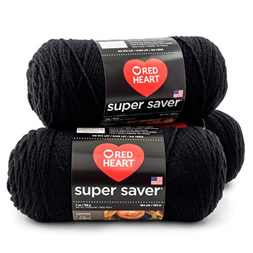 Red Heart E300PK.0312 Super Saver 3er-Pack Garn, Acryl, Schwarz, 999 Meter von Red Heart