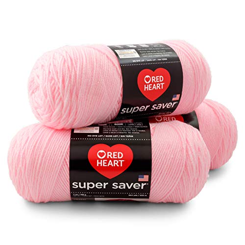 Red Heart E300PK.0724 Super Saver 3er Pack Garn, Acryl, Babyrosa, 999 Meter von Red Heart