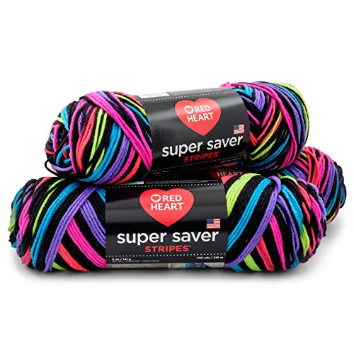 Red Heart E300PK.3957 Super Saver 3er Pack Garn, Acryl, Neon Streifen, 645 Meter von Red Heart