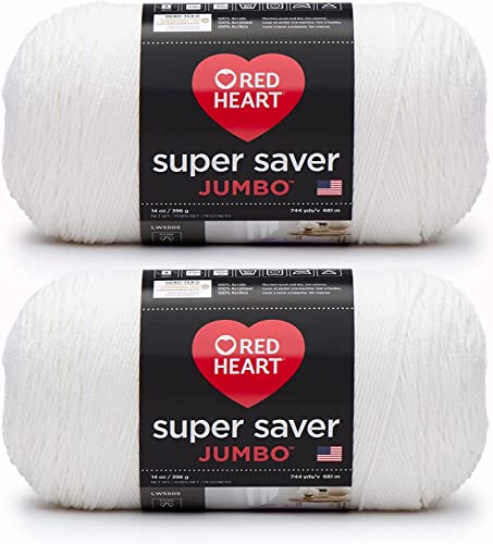 Red Heart E302C.0311P02 Super Saver Jumbo Garn, Acryl, Weiss/opulenter Garten, 2 Pack, 2 Count von Red Heart