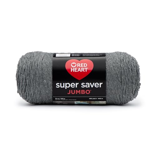 Red Heart E302C.0400 Jumbo Yarn-Grey Super Saver Garn, meliert, Acryl, Grau Heather, 1 Packung, 440 Meter von Red Heart