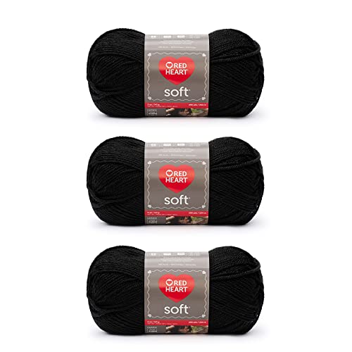 Red Heart Weiches Garn, 3er-Pack, schwarz, 3 Stück von Red Heart