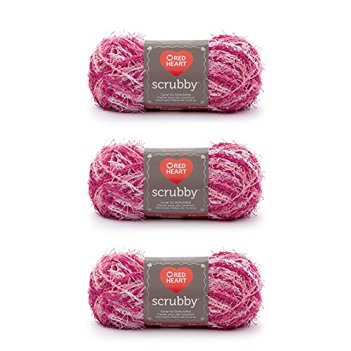 Red Heart E833.0934P03 Scrubby Garn, Polyester, candy, 3 Pack, 3 Count von Red Heart