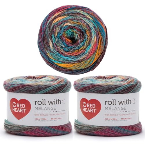 Red Heart E890.0752P03 Roll With It Melange Garn, Uhrzeit anzeigen, 3 Pack, 3 Count von Red Heart