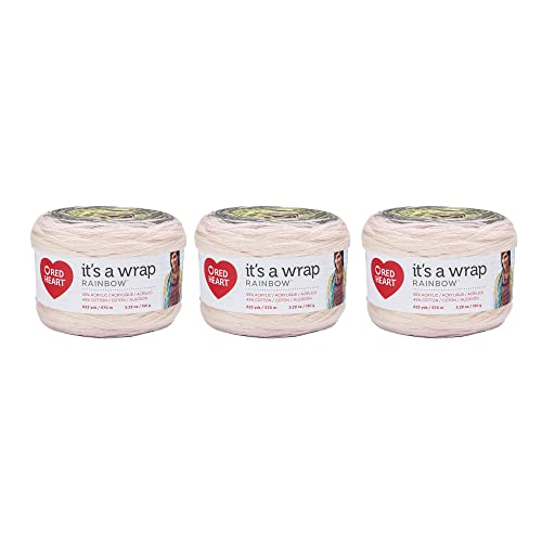 Red Heart It's A Wrap Whisper Garn – 3 Packungen mit 150 g – Acryl-Baumwoll-Mischgewebe – 2 fein – 623 Meter – Stricken/Häkeln von Red Heart