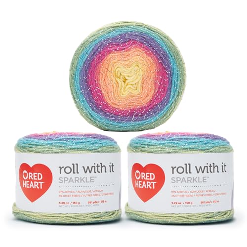 Red Heart E898.9275P03 Roll With It Sparkle Garn, Acryl, Magie, 3 Pack, 3 stück von Red Heart