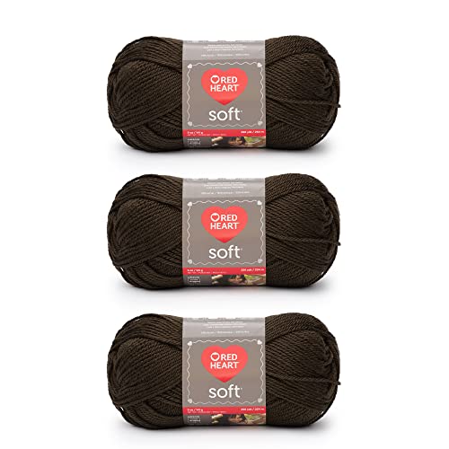 Red Heart Soft Chocolate Garn, 3er-Pack, 141 g pro Stück, Acryl, mittlere Stärke (Worsted), 250 Meter – zum Stricken und Häkeln von Red Heart