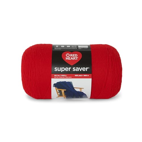 Red Heart Super Saver 1000 g/m² Garn, 1 Packung mit 998 g, 100% Acryl, Nr. 4 Kammgarn (mittel), 1700 m, zum Stricken, Häkeln, Basteln und Amigurumi, Kirschrot von Red Heart