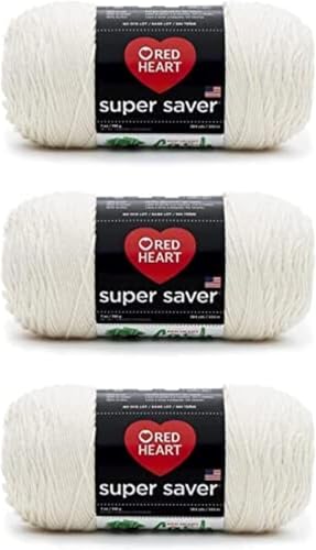 Red Heart Super Saver Aran-Garn – 3 Packungen mit 198 g – Acryl – 4 Medium (Kammgarn) – 360 Meter – Stricken/Häkeln von Red Heart