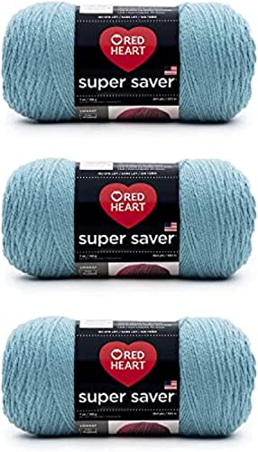 Red Heart Super Saver Country Blue Garn – 3 Packungen mit 198 g – Acryl – 4 Medium (Kammgarn) – 360 Meter – Stricken/Häkeln von Red Heart