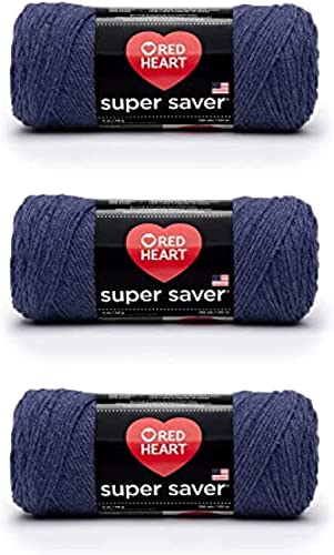 Red Heart Super Saver, 3er-Pack, 141 gr, Acryl, 4 Medium (Kammgarn), 330 m, für Stricken/Häkeln, Denim-Garn von Red Heart