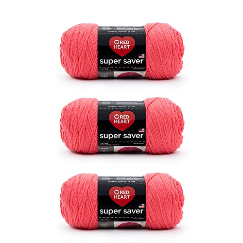 Red Heart Super Saver Flamingo-Garn – 3 Packungen mit 198 g – Acryl – 4 Medium (Kamm) – 360 Meter – Stricken/Häkeln von Red Heart