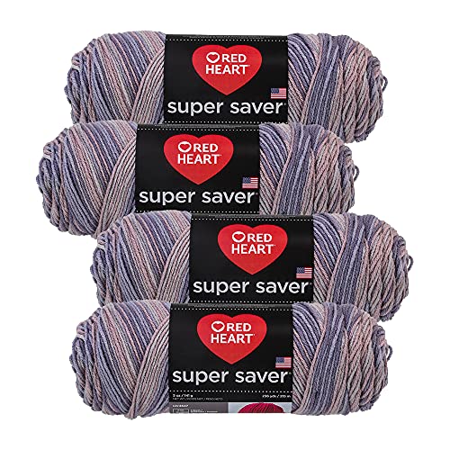 Red Heart Super Saver Garn, 142 g Knäuel, 4 Stück (Mulberry) von Red Heart