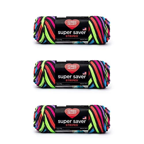 Red Heart Super Saver Garn, 3er-Pack, Neonstreifen, 3 Stück von Red Heart