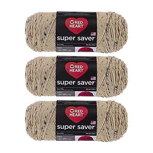 Red Heart Super Saver Garn (3er-Pack) Buff Fleck E300-4334 von Red Heart