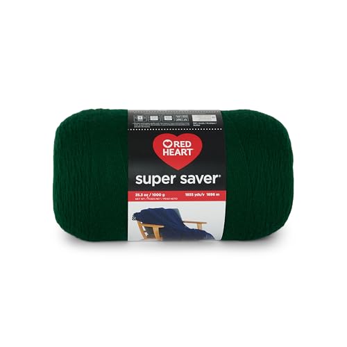 Red Heart Super Saver Hunter Green Garn, 1000 gr/m², 100% Acryl, Kammgarn Nr. 4, 1 700 m, zum Stricken, Häkeln, Basteln und Amigurumi, 1000 gr von Red Heart