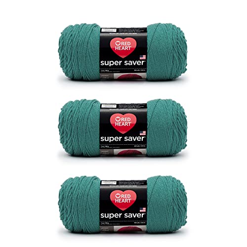 Red Heart Super Saver, 3er-Pack, 198 gr, Acryl, 4 Medium (Kammgarn), 330 m, für Stricken/Häkeln, Jade-Garn von Red Heart