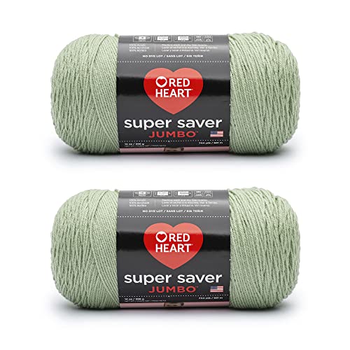 Red Heart Super Saver Jumbo Frosty Green Garn – 2 Packungen mit 396 g – Acryl – 4 Medium (Kammgarn) – 700 Meter – Stricken/Häkeln von Red Heart