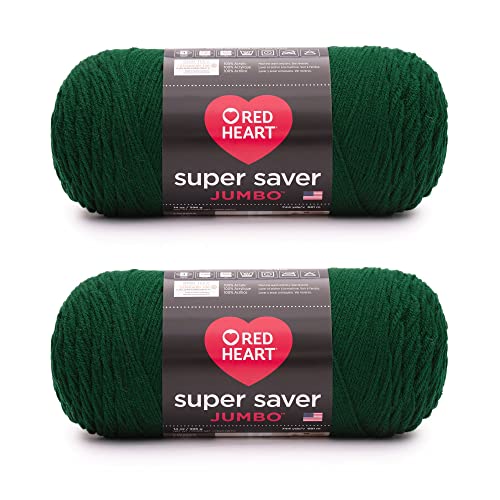 Red Heart Super Saver Jumbo Hunter Green Garn – 2 Packungen mit 396 g – Acryl – 4 Medium (Kammgarn) – 700 Meter – Stricken/Häkeln von Red Heart