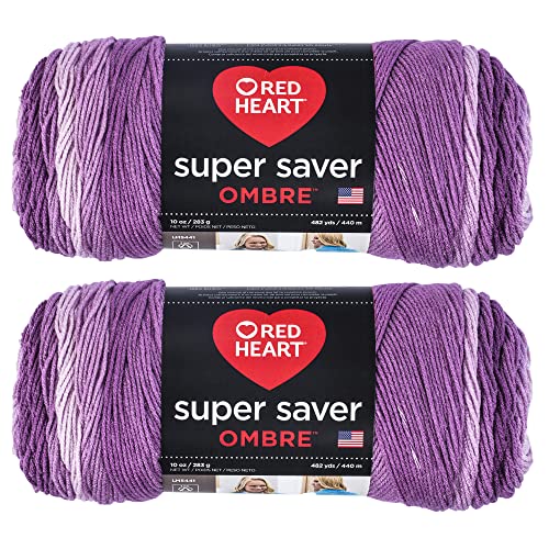 Red Heart Super Saver Jumbo-Ombré-Garn, 2 Packungen mit 283 g, Acryl, 4 Medium (Kammgarn), 482 Meter – Stricken/Häkeln von Red Heart