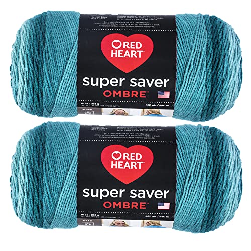 Red Heart Super Saver Jumbo-Ombré-Garn – 2 Packungen mit 283 g – Acryl – 4 Medium (Kammgarn) – 482 Meter – Stricken/Häkeln von Red Heart