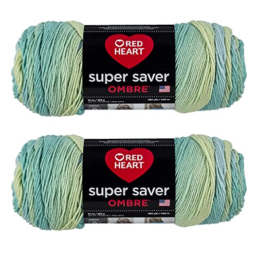 Red Heart Super Saver Jumbo Seaside Ombre Garn – 2 Packungen mit 283 g – Acryl – 4 Medium (Kammgarn) – 480 Meter – Stricken/Häkeln von Red Heart