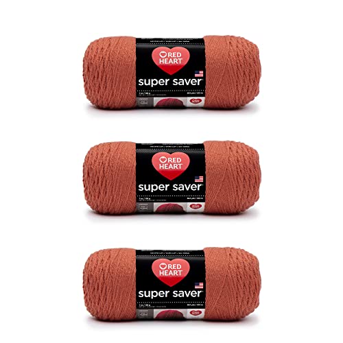 Red Heart Super Saver Korallen-Garn, 3 Packungen mit 198 g, Acryl, 4 mittelgroße (Kammgarn), 360 m – Stricken/Häkeln von Red Heart