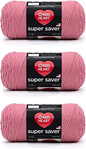 Red Heart Super Saver Light Raspberry Garn – 3 Packungen mit 198 g – Acryl – 4 Medium (Kammgarn) – 360 Meter – Stricken/Häkeln von Red Heart