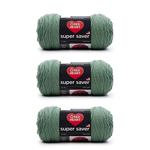 Red Heart Super Saver Light Sage Garn – 3 Stück 198 g – Acryl – 4 Medium (Kammgarn) – 360 Meter – Stricken/Häkeln von Red Heart