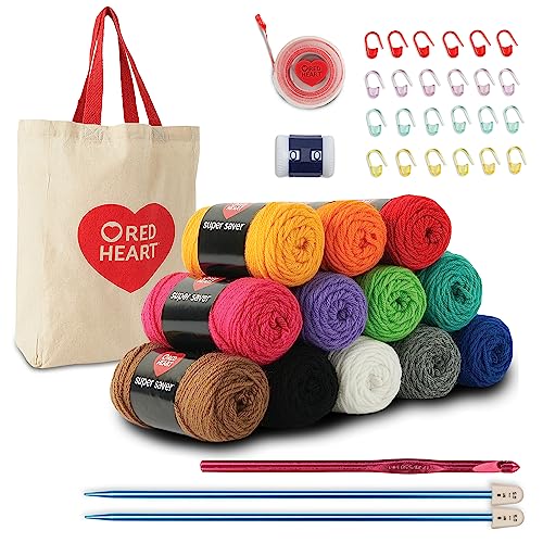 Red Heart Super Saver Nähset mit Tasche und Zubehör für Stricken, Häkeln, Basteln und Amigurumi von Red Heart