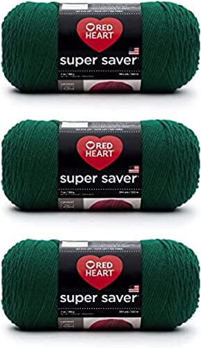 Red Heart Super Saver Paddy Green Garn – 3 Packungen mit 198 g – Acryl – 4 Medium (Kammgarn) – 360 Meter – Stricken/Häkeln von Red Heart