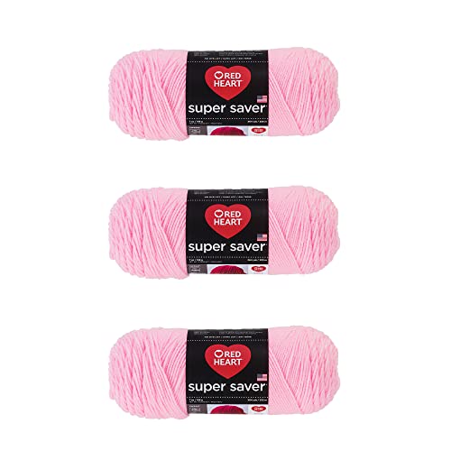 Red Heart Super Saver Petal Pink Garn – 3 Stück 198 g – Acryl – 4 Medium (Kammgarn) – 360 Meter – Stricken/Häkeln von Red Heart