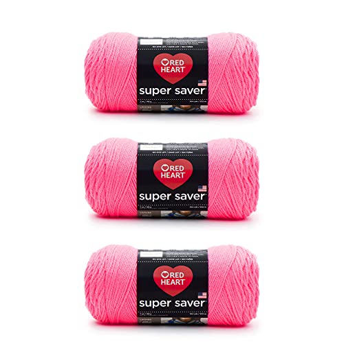 Red Heart Super Saver Pretty N' Pink Garn – 3 Stück 198 g – Acryl – 4 Medium (Kammgarn) – 360 Meter – Stricken, Häkeln, Basteln und Amigurumi von Red Heart